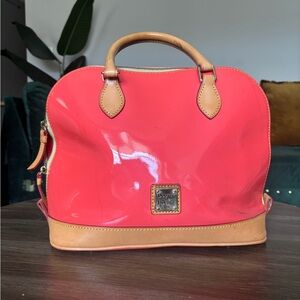 Dooney & Bourke Glossy Pink and Tan Dome Satchel